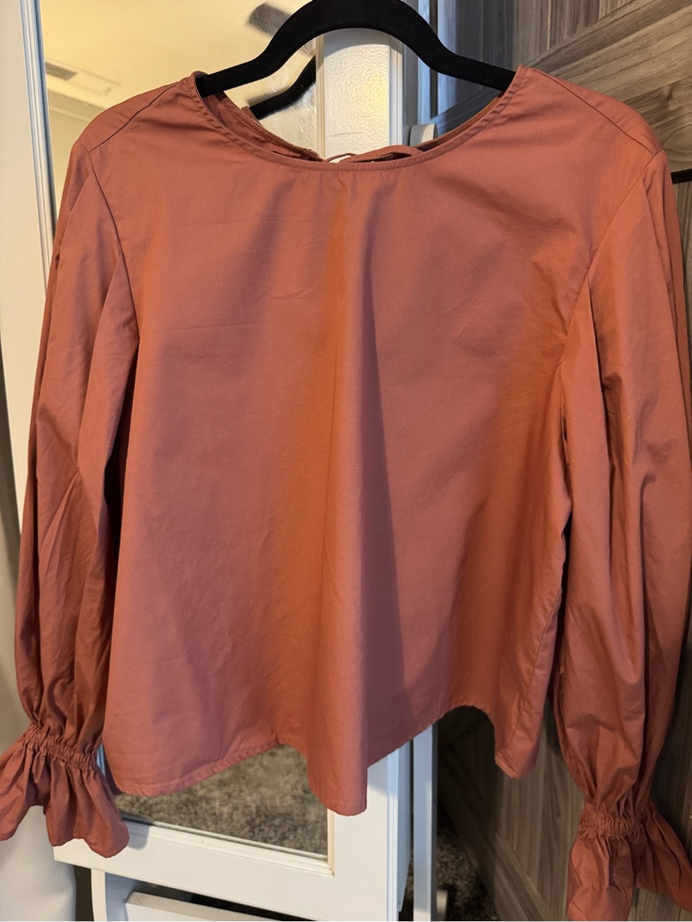 H&M Rust-Pink Long Sleeve Peasant Blouse size Large 100% Cotton